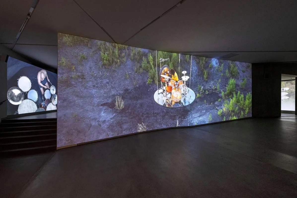 Installation view of Drummerrsss at the Jewish Museum Berlin, Libeskind Building.